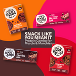 The Good Kind Snack Attack Protein Combo pack with Hazelnut Chocolate Cookies, Chocolate Chunk Cookies, Filter Coffee Protein Bar & Peanut Chocolate Protein Bar.