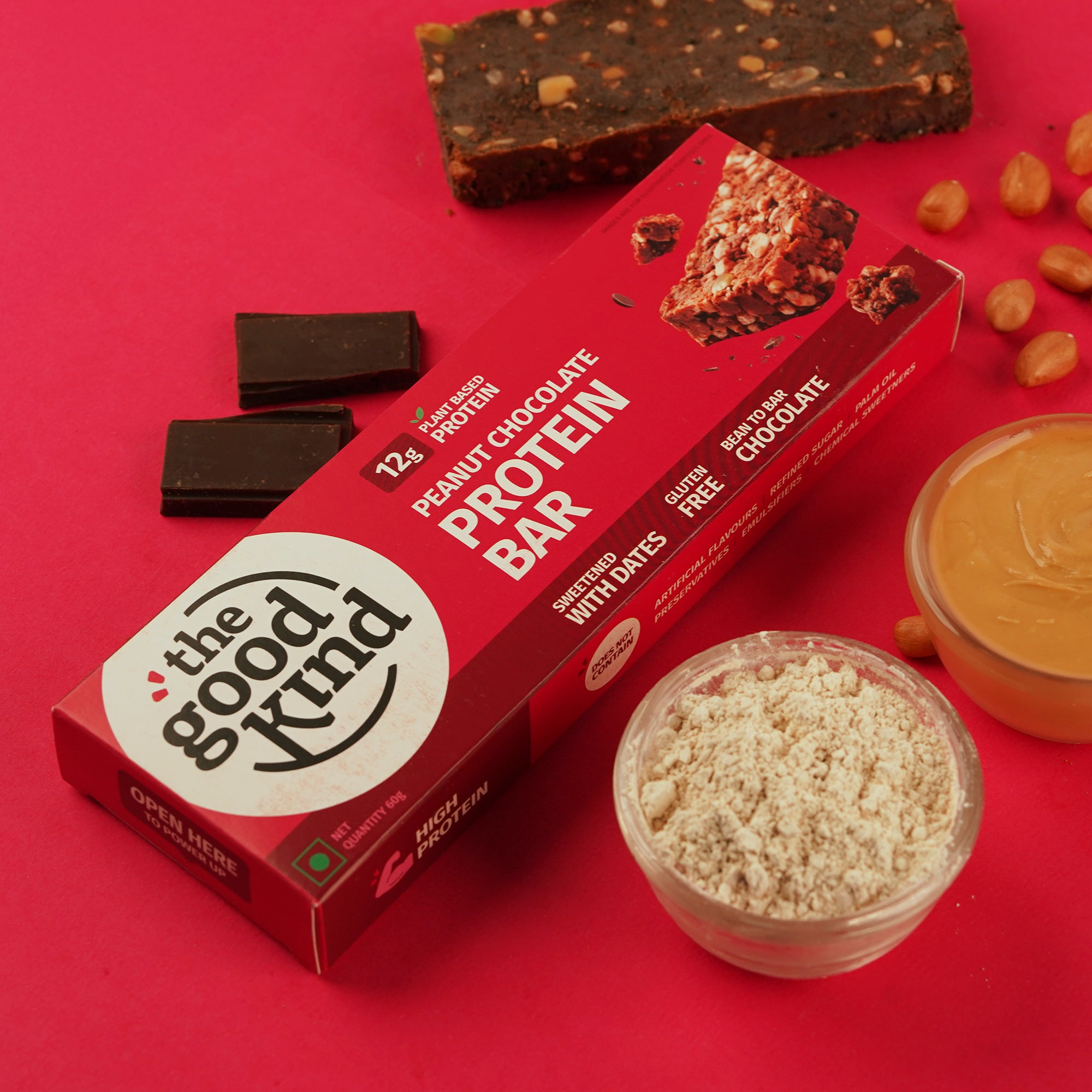 The Good Kind Peanut Chocolate Protein Bar with crunchy peanuts and dark chocolate chunks