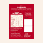 The Good Kind Chocolate Chunk Cookies box with rich dark chocolate chunks, 37g plant protein, gluten-free, no refined sugar.