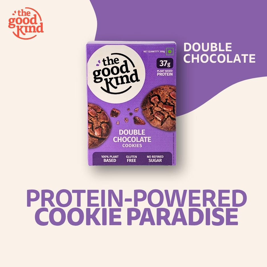 Box of The Good Kind Double Chocolate Cookies with rich dark cocoa base and chunky chocolate pieces